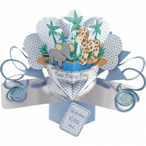 Jungle Friends Baby Boy 3D Pop Up Card