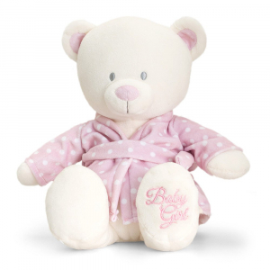 Keel Toys 25cm Baby Bear In Dressing Gown - Pink