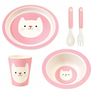 Cookie the Cat Bamboo Tableware 5 Piece Set 3 Cookie the Cat Bamboo Tableware 5 Piece Set - Image 2