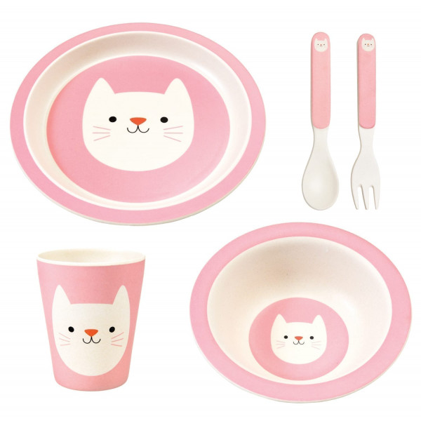 Cookie the Cat Bamboo Tableware 5 Piece Set 1 28264 22 - HTUK Gifts