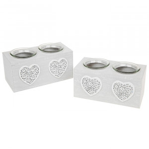 Provence Outline Double Tealight Holder Set Of 2
