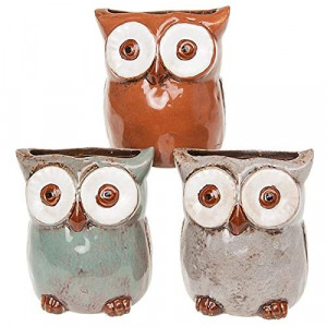 Village Pottery Owl Planter Small Pack Of 3