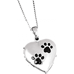 Silver Plated Paw Print Locket Necklace - Image 1