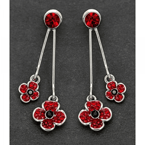 Silver Plated Double Poppy Crystal Earrings 4 Silver Plated Double Poppy Crystal Earrings - Image 2