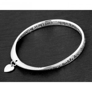 Silver Plated Silver Plated Mother Hands Heart Bangle
