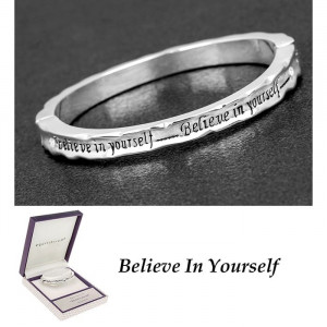 Silver Plated Bangle - Believe In Yourself