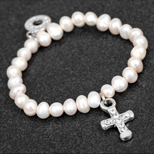 Freshwater Pearl Silver Plated Christening Bracelet - Image 2