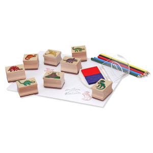 Melissa & Doug Dinosaurs Wooden Stamp Set Dinosaurs with 8 Stamps - Image 2