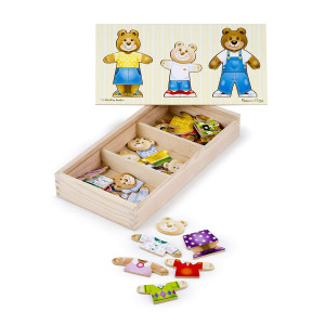 Melissa & Doug Mix 'n Match Wooden Bear Family Dress-Up Puzzle With Storage Case - Image 2