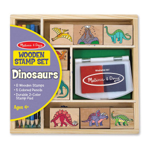 Melissa & Doug Dinosaurs Wooden Stamp Set Dinosaurs with 8 Stamps