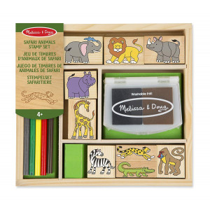 Melissa & Doug Safari Animals Wooden Stamp Set with 9 Stamps