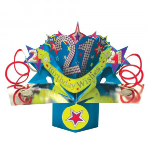 21st Birthday 3D Pop Up Card – Blue