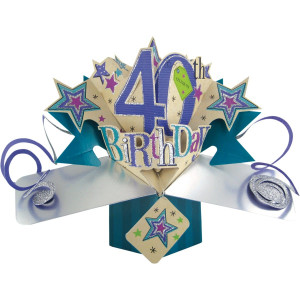 40th Birthday 3D Pop Up Card – Blue