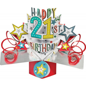 21st Birthday 3D Pop Up Card – Red