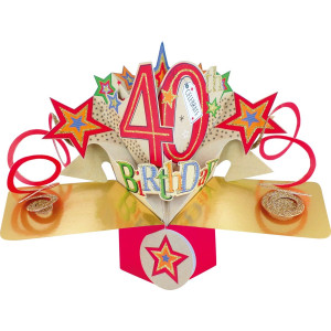 40th Birthday 3D Pop Up Card – Red