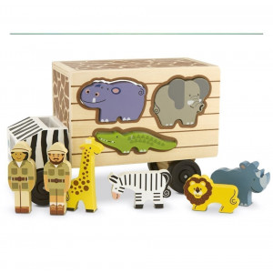 Melissa & Doug Animal Rescue Shape-Sorting Truck - Wooden Toy With 7 Animals & 2 Play Figures - Image 2