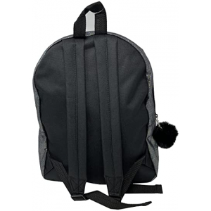 Girls Quilted Black Glitter Shimmer Backpack - Image 3