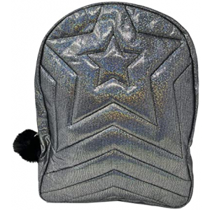 Girls Quilted Black Glitter Shimmer Backpack