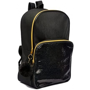 Sequin Back To School Backpack With Pom Pom