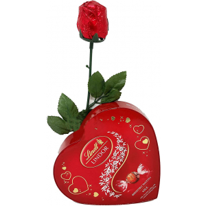 Lindt LINDOR Heart Shaped Chocolate 160g With Chocolate Rose