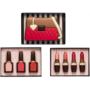 Novelty Chocolate Gift Set Of 3 Chocolate Lipstick, Handbag , Nail Polish Chocolate Gift Set Valentine