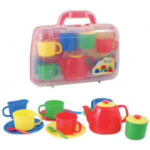 Tea Set In Carry Case - Primary Colours - Image 1