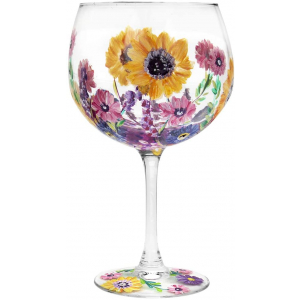 Hand Painted Sunflower Gin Glass by Lynsey Johnstone