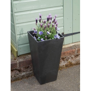 Recycled Rubber Planter Flower Pot Black - Image 2
