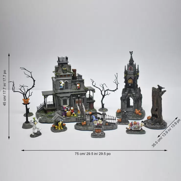 Disney Halloween 12 Piece Village Scene with LED Lights and Sounds 3 Animal 2 - HTUK Gifts