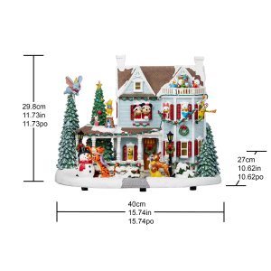 Disney Animated Christmas Holiday House Table Top Ornament with LED Lights & Sounds 11.7 Inch (29.8cm) - Image 4