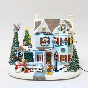 Disney Animated Christmas Holiday House Table Top Ornament with LED Lights & Sounds 11.7 Inch (29.8cm) - Image 2