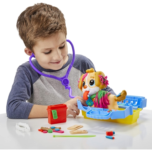 Play-Doh Care n Carry Vet Playset with Toy Dog, Carrier, 10 Tools, 5 Colours, Multicolor 14 play Doh 5 1 - HTUK Gifts