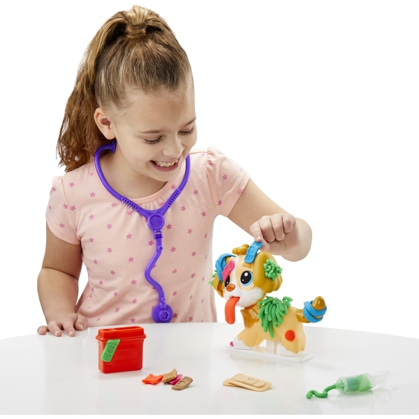 Play-Doh Care n Carry Vet Playset with Toy Dog, Carrier, 10 Tools, 5 Colours, Multicolor 10 play Doh 9 1 - HTUK Gifts