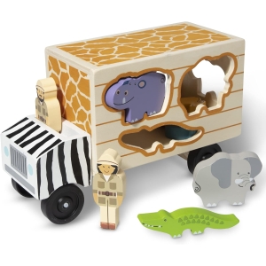 Melissa & Doug Wooden Shape Sorter Rescue Truck with Zoo & Safari Animals Toys for Kids, Wooden Puzzles for 2+ Year Olds 13 Melissa & Doug Wooden Shape Sorter Rescue Truck with Zoo & Safari Animals Toys for Kids, Wooden Puzzles for 2+ Year Olds - Image 3