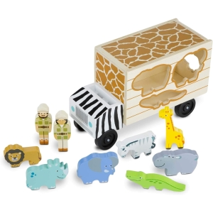 Melissa & Doug Wooden Shape Sorter Rescue Truck with Zoo & Safari Animals Toys for Kids, Wooden Puzzles for 2+ Year Olds 12 Melissa & Doug Wooden Shape Sorter Rescue Truck with Zoo & Safari Animals Toys for Kids, Wooden Puzzles for 2+ Year Olds - Image 2